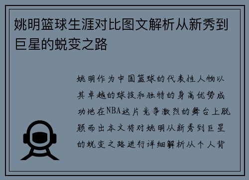 姚明篮球生涯对比图文解析从新秀到巨星的蜕变之路